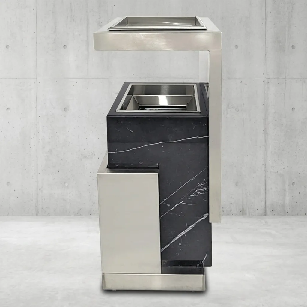 Marble Top Stainless Steel Standing Ashtray Bin [1042] — WBN-1042 (image 3)