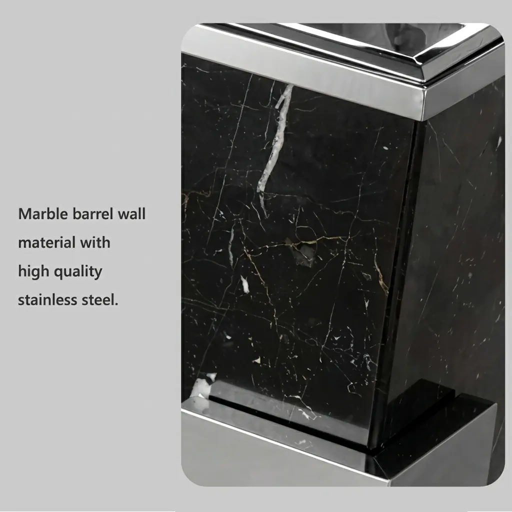 Marble Top Stainless Steel Standing Ashtray Bin [1042] — WBN-1042 (image 11)