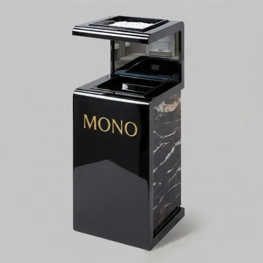 Marble Top Stainless Steel Standing Ashtray Bin [1043] — WBN-1043