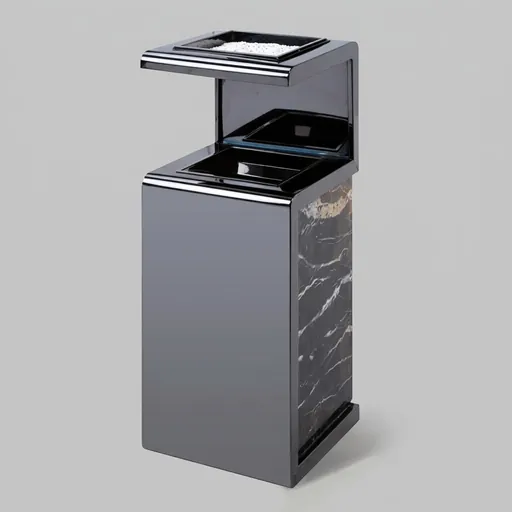 Marble Top Stainless Steel Standing Ashtray Bin [1043] — WBN-1043