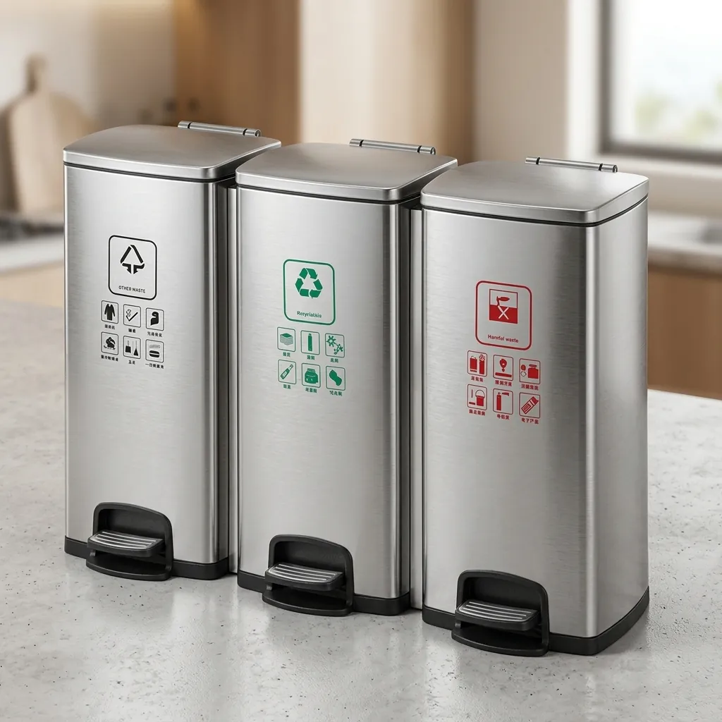 Stainless Steel Recycle Pedal Bin 90L — WBN-1049 (image 3)