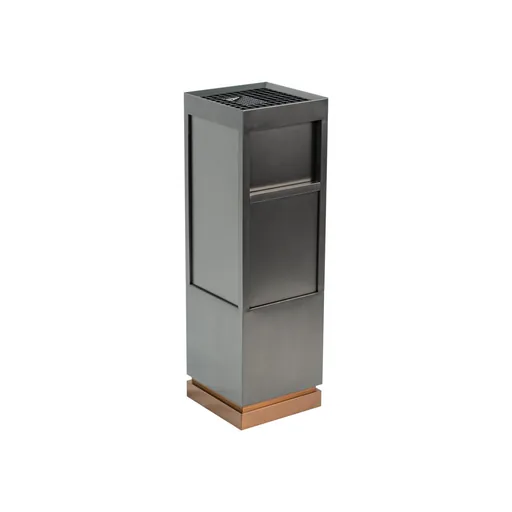 Electroplated Stainless Steel Square Lobby Bin with Ashtray — WBN-1056