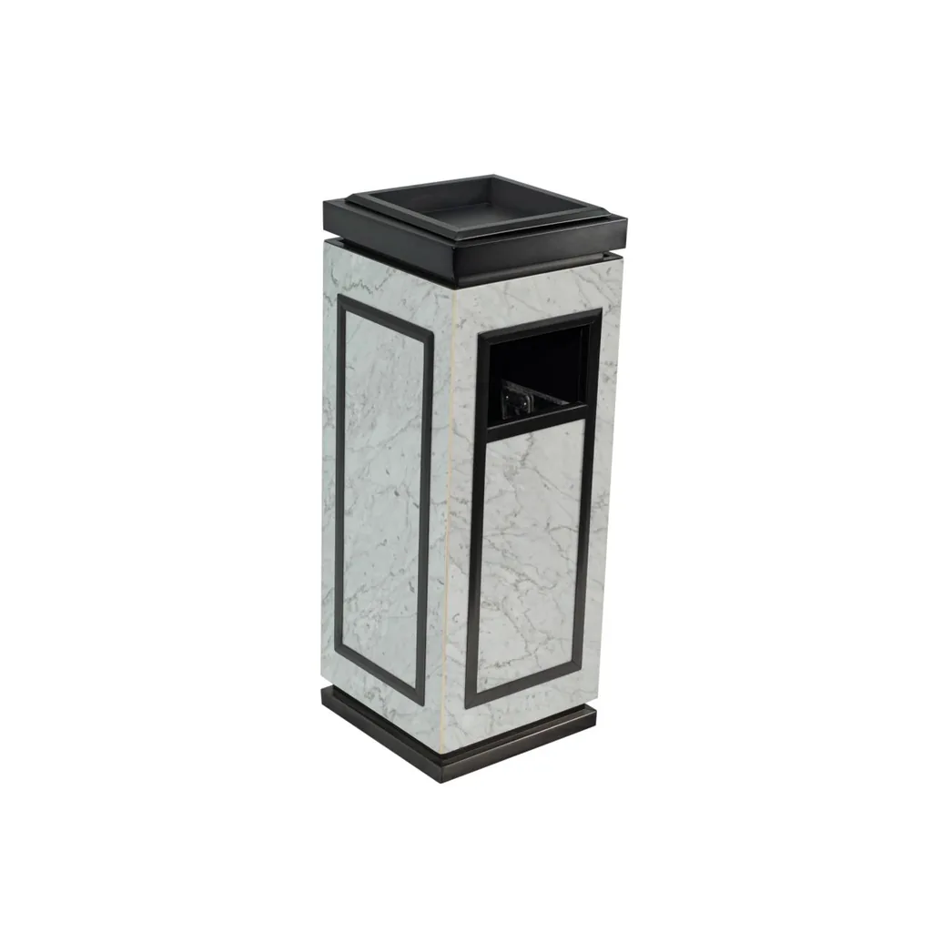 Marble Lobby Ash Barrel in Black Gold — WBN-1060