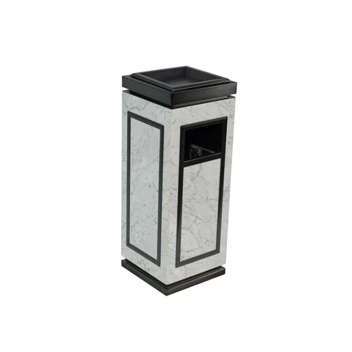 Marble Lobby Ash Barrel in Black Gold — WBN-1060