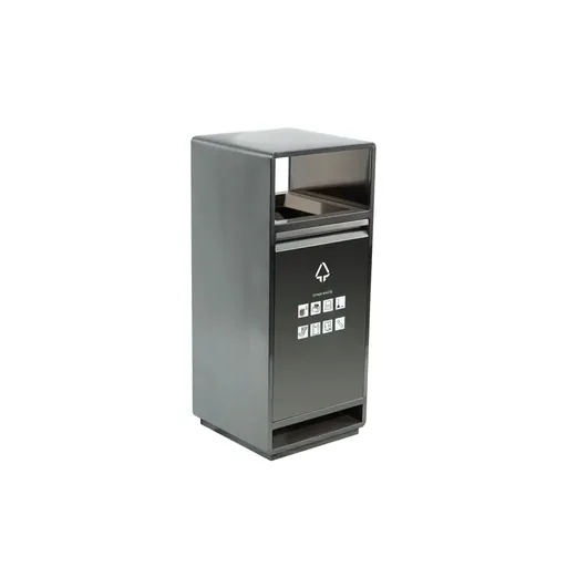 Stainless Steel Square Waste Bin with Ashtray — WBN-1063
