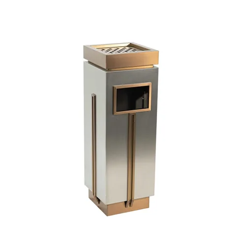 Electroplated Lobby Bin with Ashtray Top in Rose Gold — WBN-1066