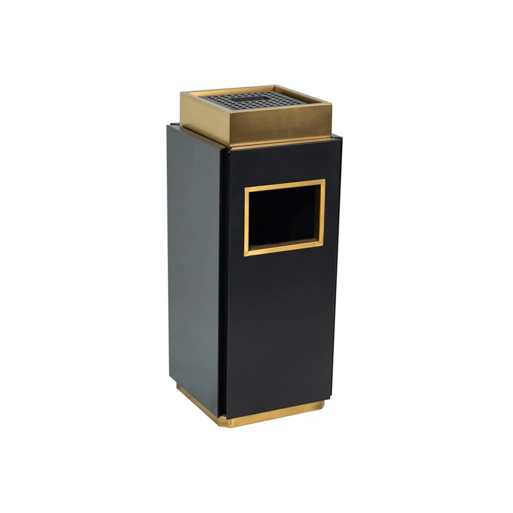 Powder Coated Iron Lobby Bin with Ashtray Top — WBN-1067