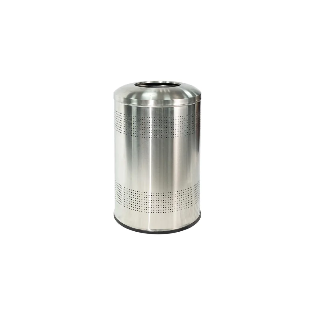 Round Stainless Steel Lobby Bin with Galvanized Liner, H85cm — WBN-1069