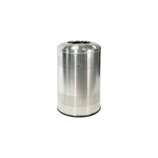 Round Stainless Steel Lobby Bin with Galvanized Liner, H85cm — WBN-1069