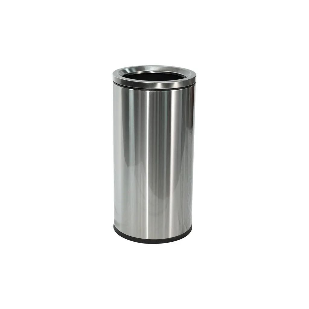 Round Stainless Steel Open Top Bin with Plastic Liner, H75cm — WBN-1070