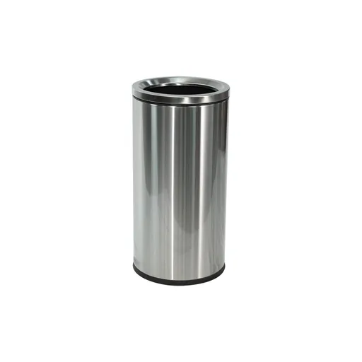 Round Stainless Steel Open Top Bin with Plastic Liner, H75cm — WBN-1070