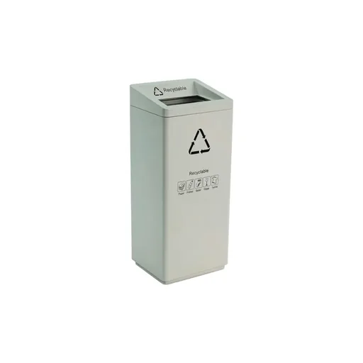 Powder Coated Iron Square Recycling Bin in White — WBN-1072