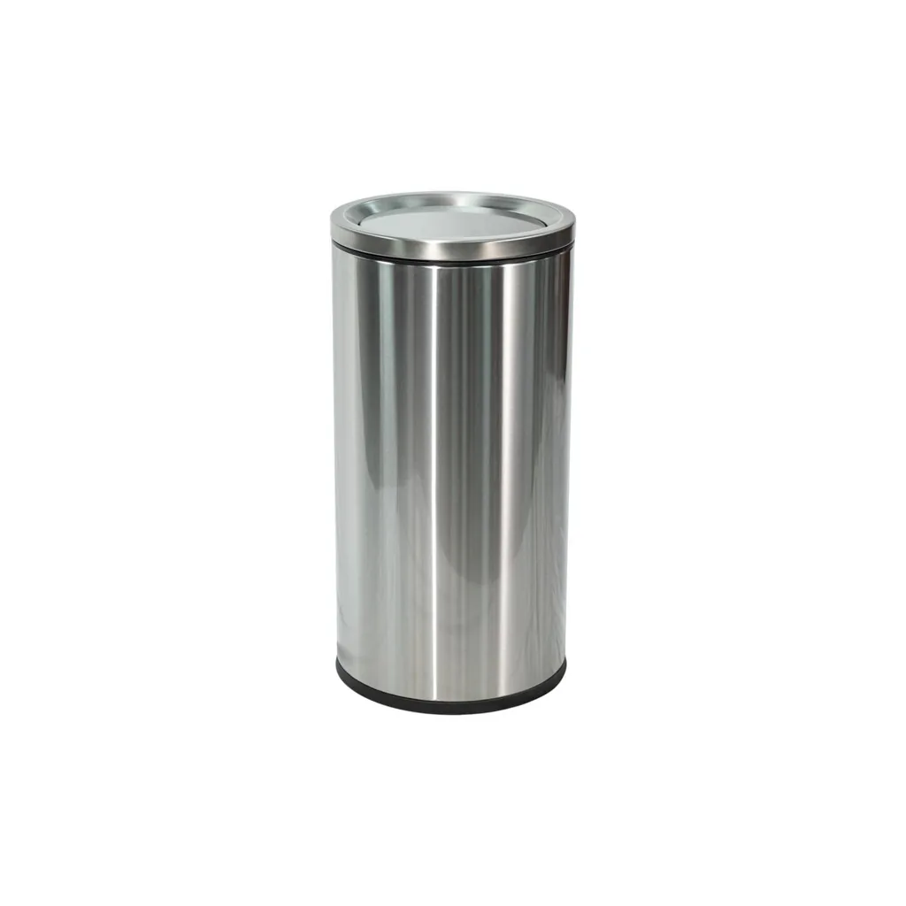 Round Stainless Steel Waste Bin with Plastic Liner, H75cm — WBN-1073