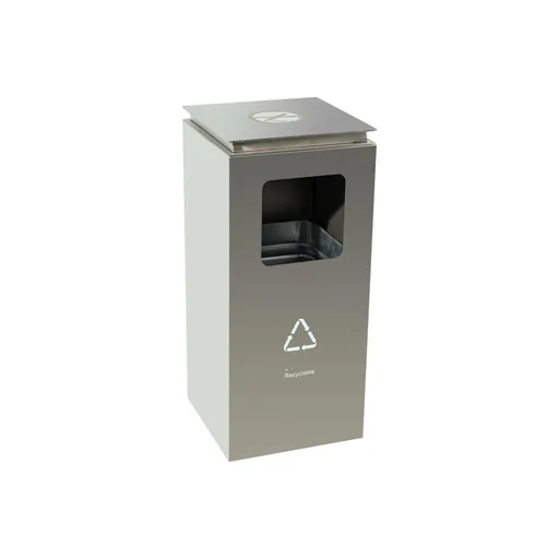 Stainless Steel Lobby Bin with Forged Ashtray Top — WBN-1075