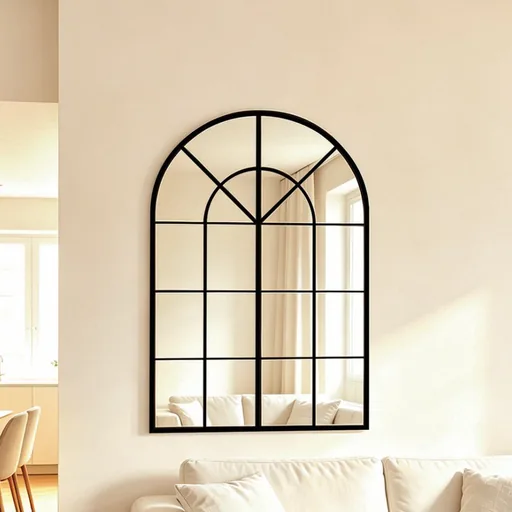Arched Iron Window Frame Wall Mirror — WLM-1040