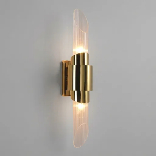 Twin Light Glass Tube Wall Lamp in Gold — WLP-1030