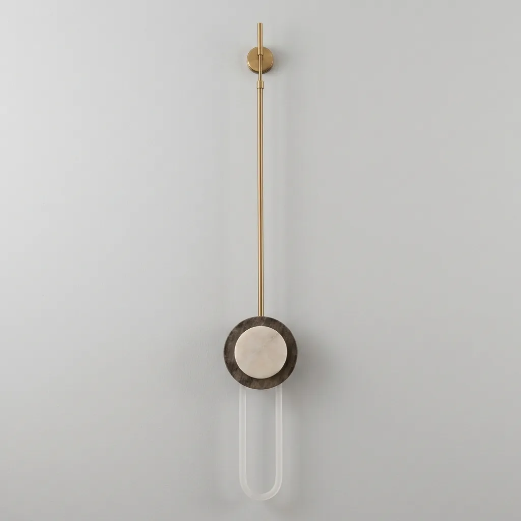 Alabaster Disc Wall Lamp with Long Stem — WLP-1033