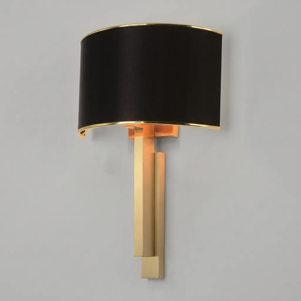Curved Fabric Shade Wall Lamp in Brass — WLP-1042