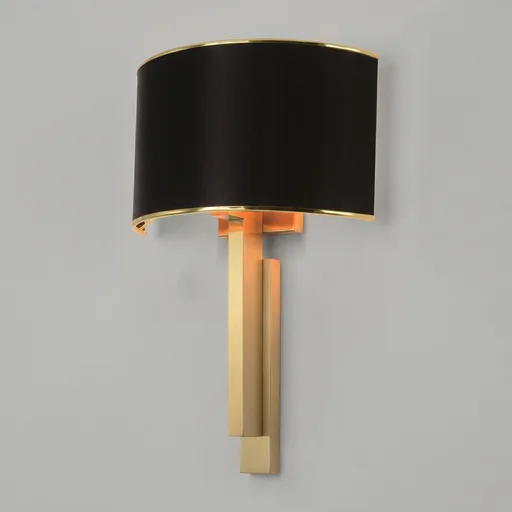 Curved Fabric Shade Wall Lamp in Brass — WLP-1042