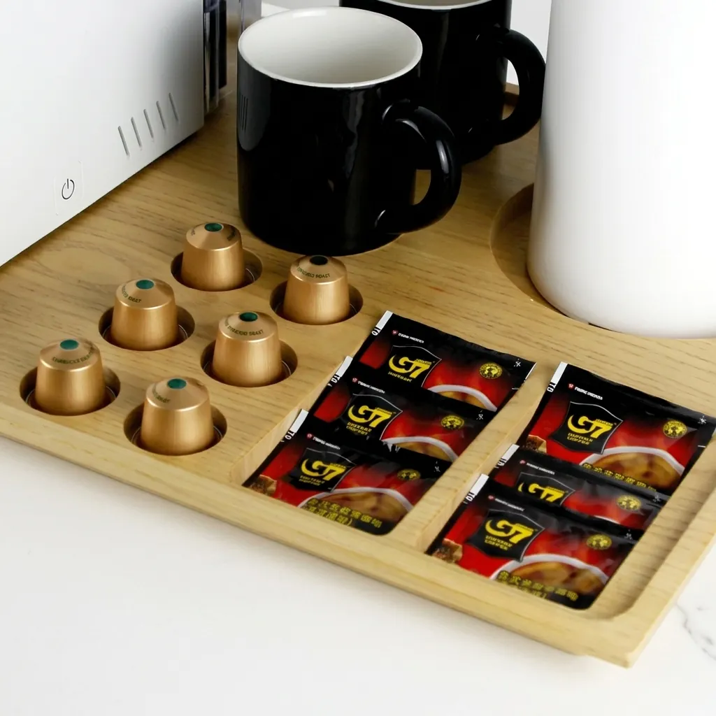Beech Wood Welcome Tray with Capsule Recesses [1034] — WTR-1034 (image 4)