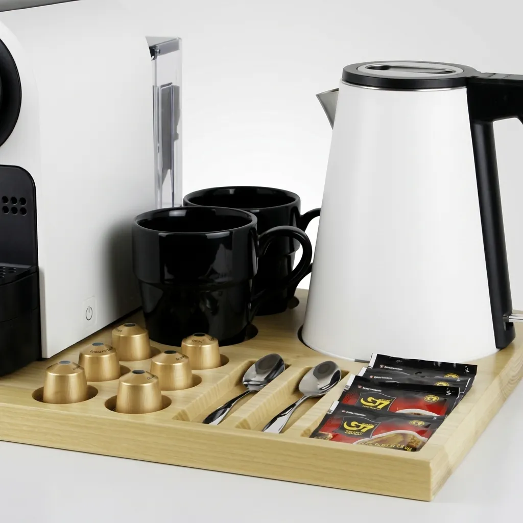 Beech Wood Welcome Tray with Capsule Recesses [1035] — WTR-1035 (image 3)