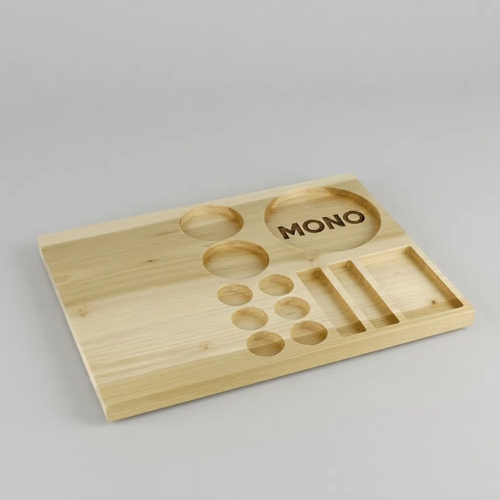 Beech Wood Welcome Tray with Capsule Recesses [1035] — WTR-1035 (image 1)
