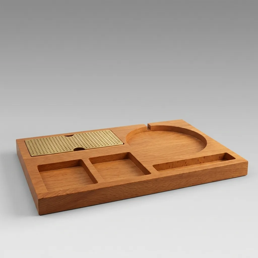 Beech Wood 3-in-1 Tray with Stainless Steel Drip Tray [1038] — WTR-1038 (image 2)
