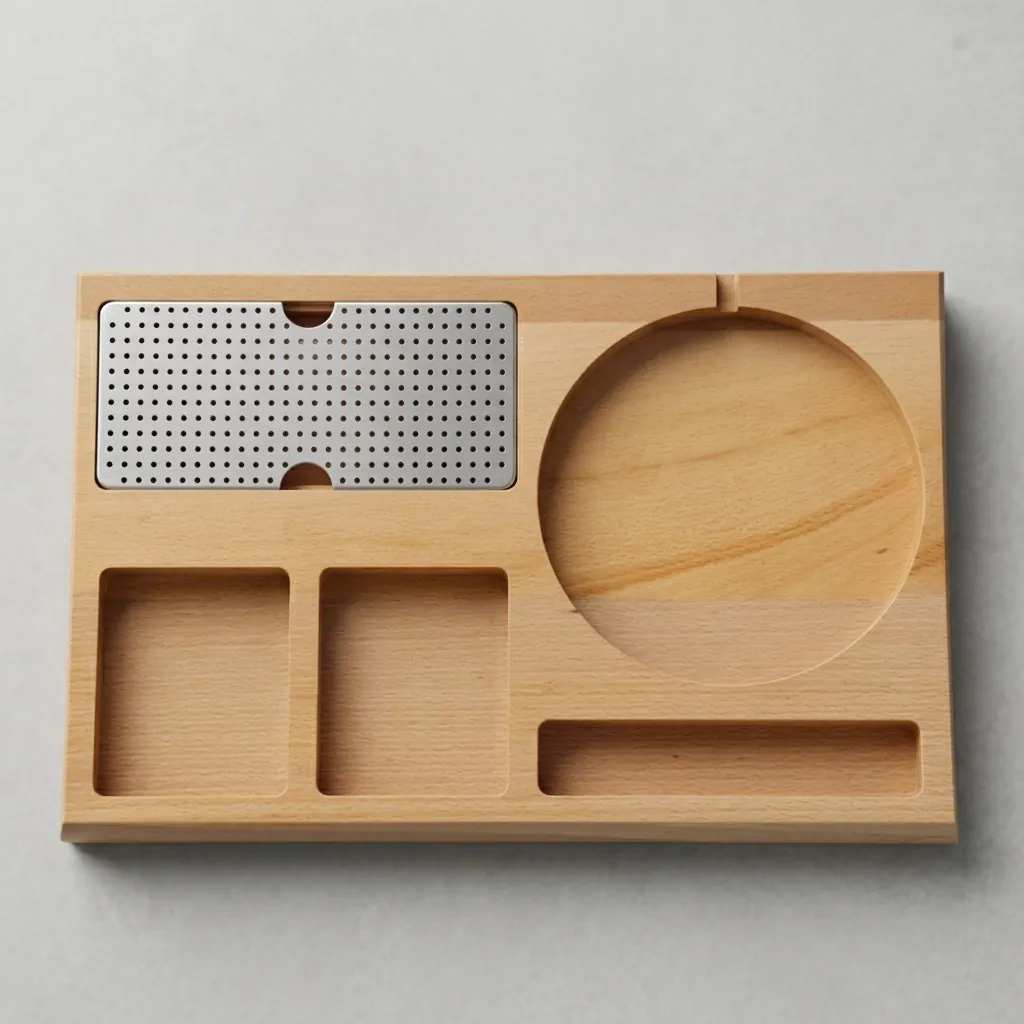 Beech Wood 3-in-1 Tray with Stainless Steel Drip Tray [1038] — WTR-1038 (image 6)
