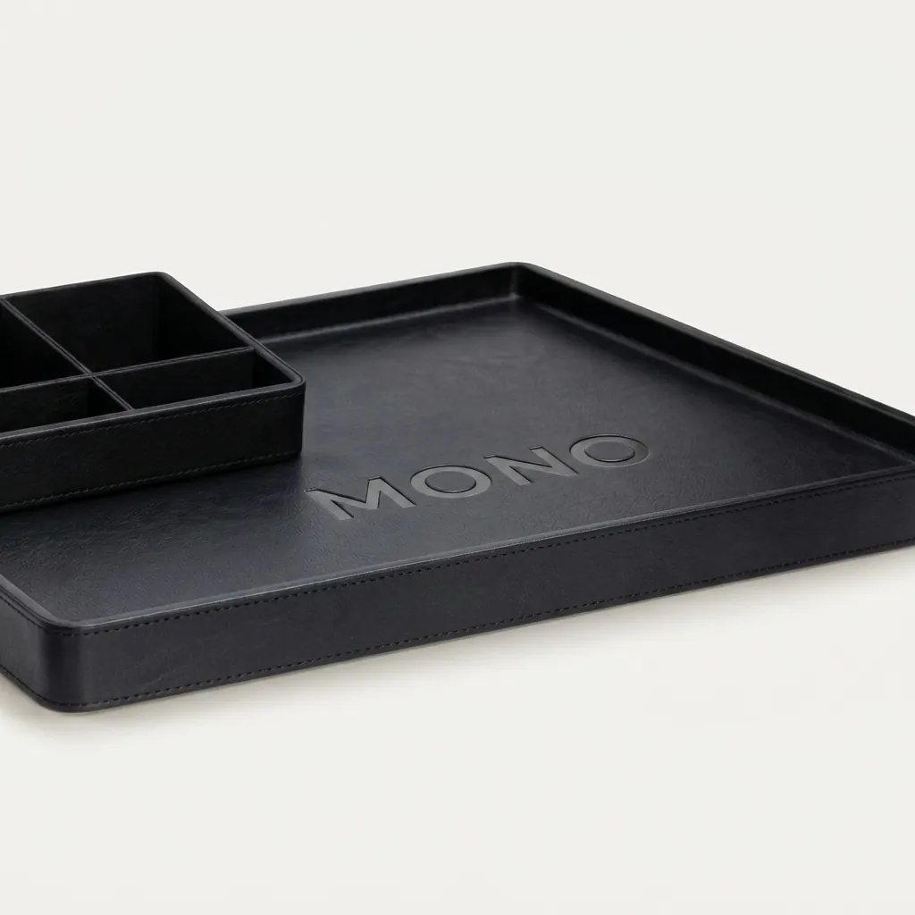 ABS Welcome Tray Double Layer With Leather Wrapped — WTR-1048