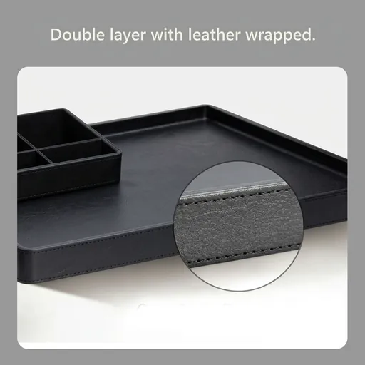 ABS Welcome Tray Double Layer With Leather Wrapped — WTR-1048