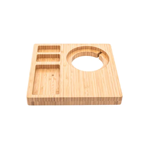 Bamboo Kettle Tray with Sachet Compartments in Natural — WTR-1070