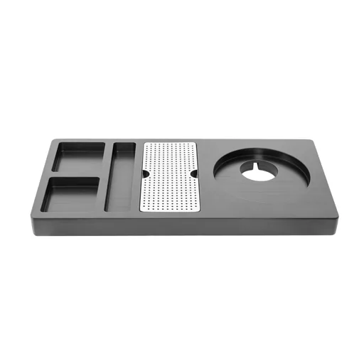 Bamboo Welcome Tray with Kettle Base Space in Black — WTR-1073
