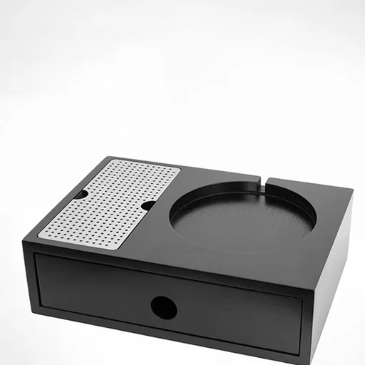 Bamboo Drawer Tray with Stainless Steel Drip Tray in Black — WTR-1075