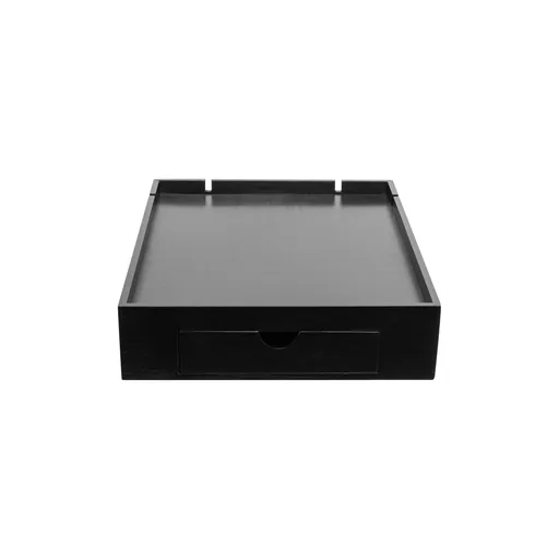 Bamboo Welcome Tray with Drawer and Raised Edges in Black — WTR-1077