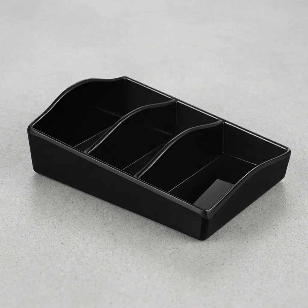 Melamine Tea Box with 3 Compartments for A Welcome Tray Set in Black — WTR-1080