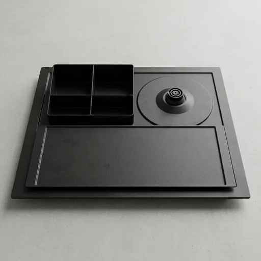 Melamine Main Tray with Fixed Kettle Base for B Welcome Tray Set in Black — WTR-1081