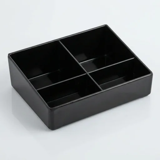 Melamine Tea Box with 4 Compartments for C Welcome Tray Set in Black — WTR-1086